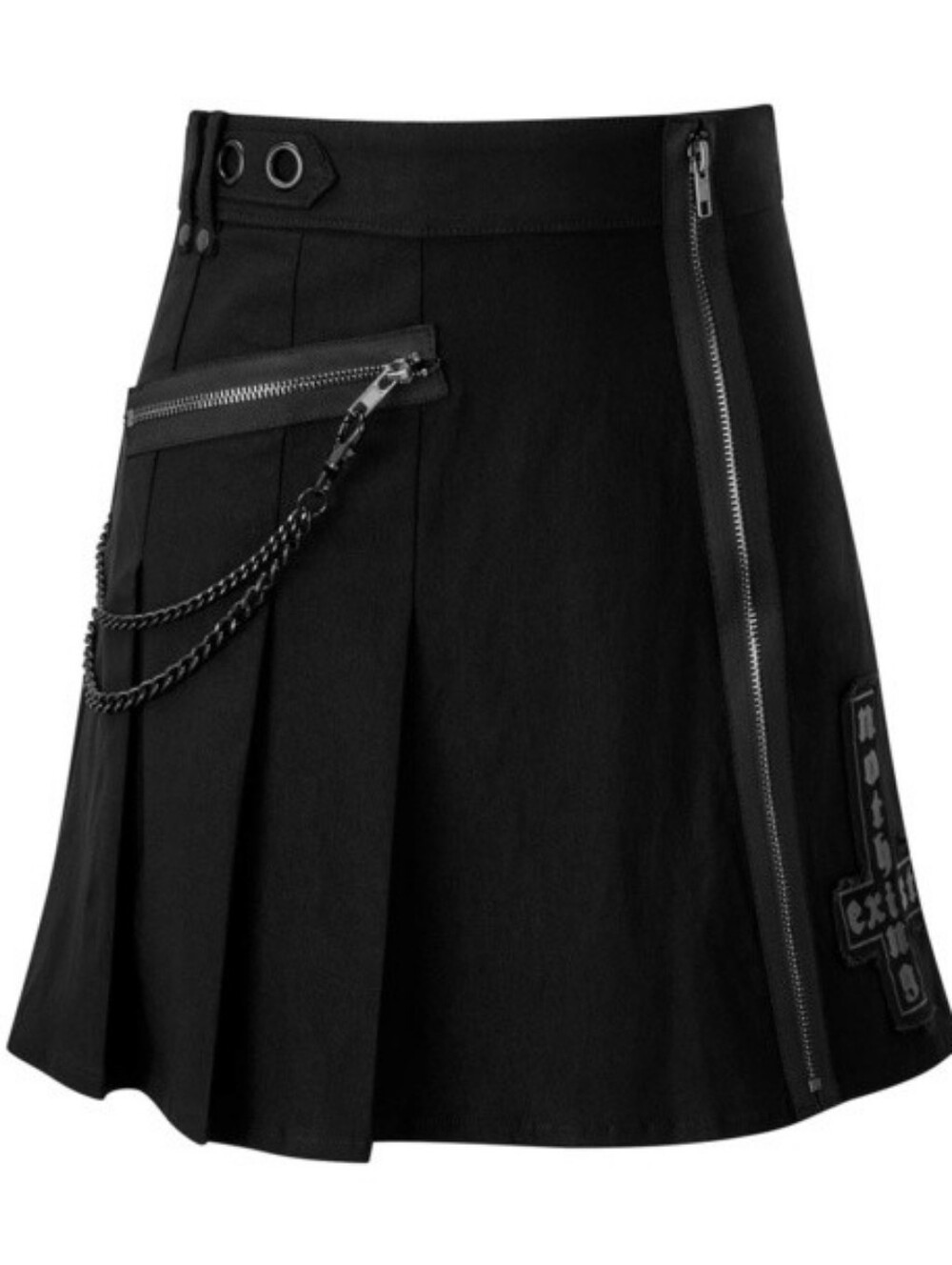 Killstar Black Pleated Mini Skirt With Chain Size Medium